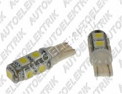 Žárovka LED, 12V, patice T10, bílá, 9LED/SMD